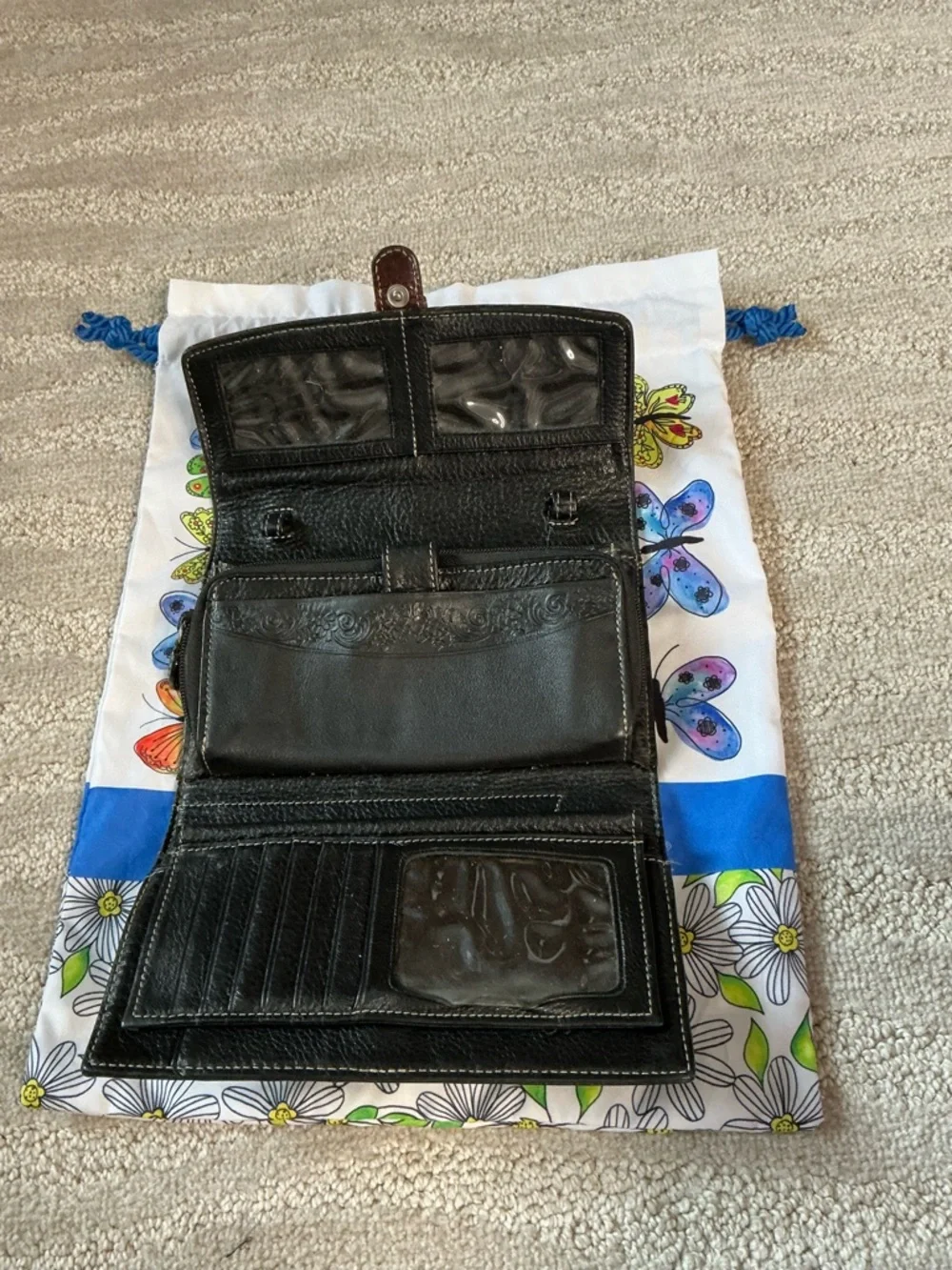 Brighton Croc-Embossed Leather Organizer Wallet / Clutch (Buckle Flap Style)